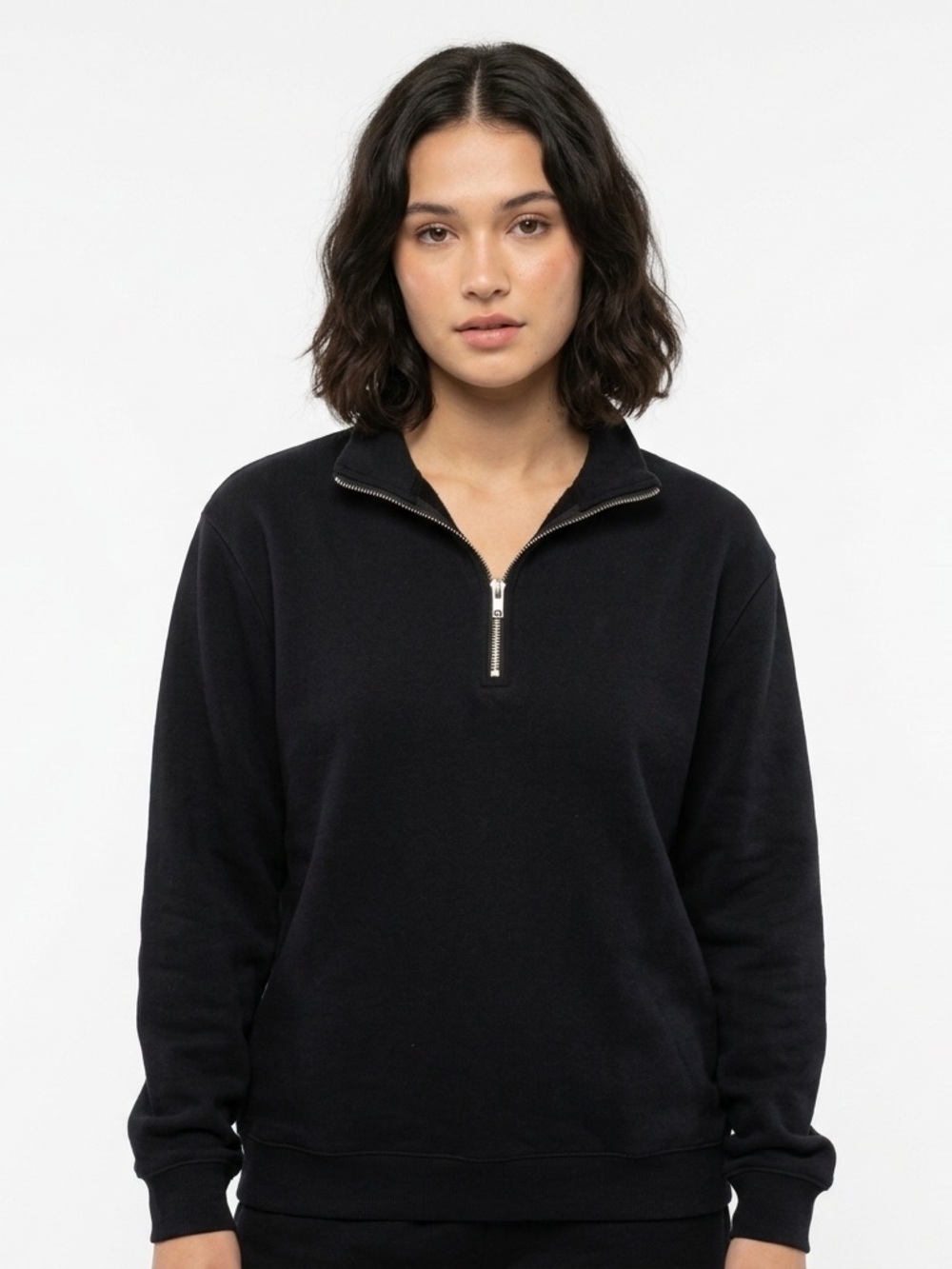 ASOS Black Quarter-Zip Sweatshirt with Silver Zip